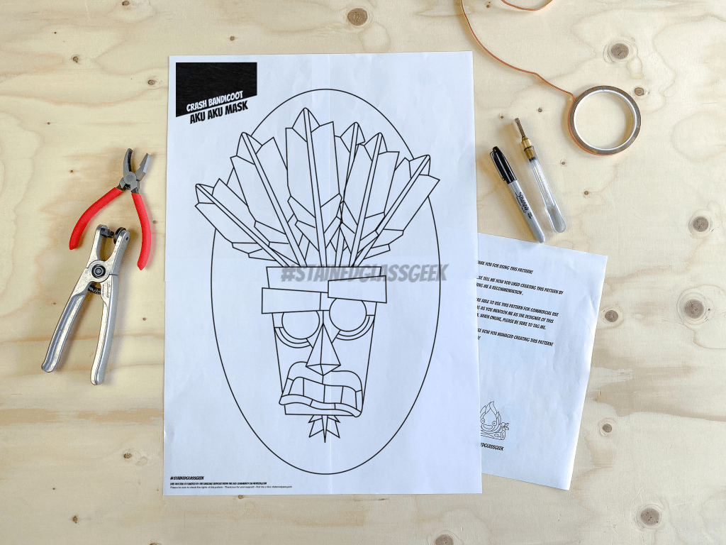aku/aku！キャンバスアート Aku Aku Inspired Stained Glass Pattern - Digital Download