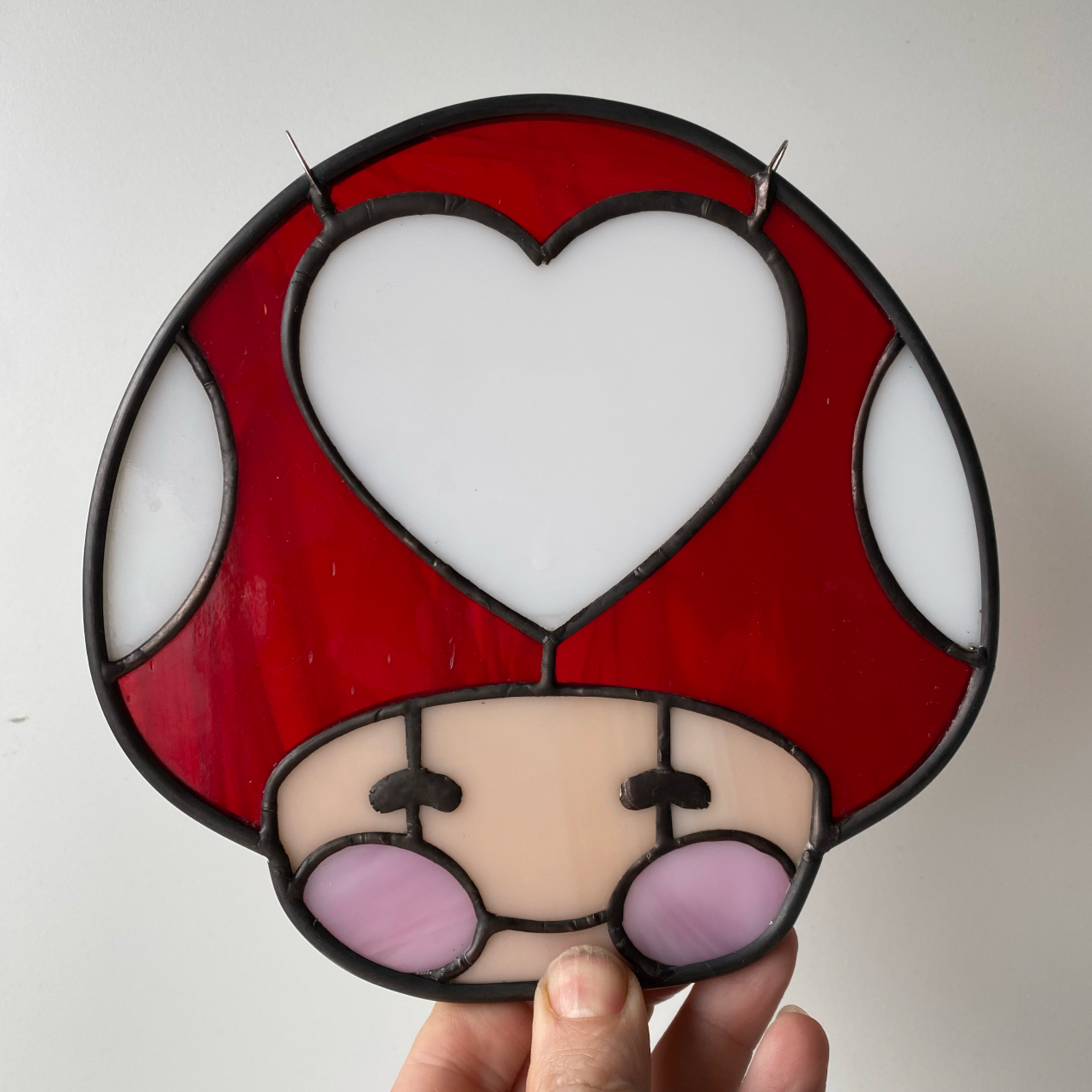 Super Mushroom (In Love) Inspired Stained Glass Art Stained Glass Geek