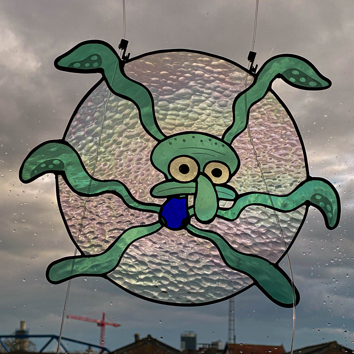 Dancing Squidward Inspired Stained Glass Pattern