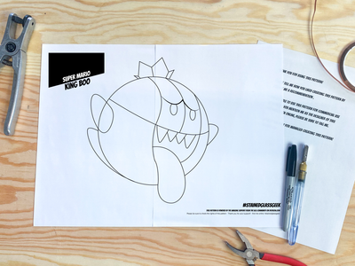 super mario king boo stained glass pattern 