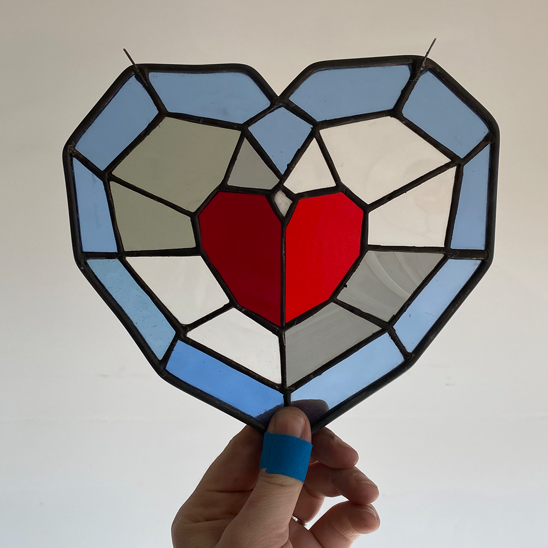 piece of heart from ocarina of time stained glass suncatcher in regular size