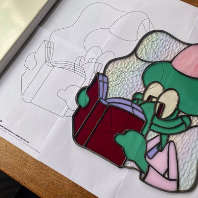 Reading Squidward Inspired Stained Glass Art