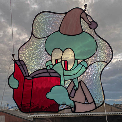 Reading Squidward Inspired Stained Glass Art