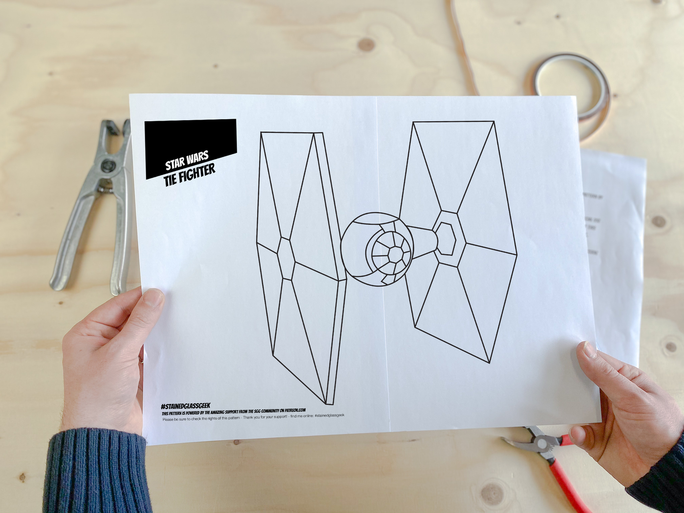 TIE Fighter Inspired Stained Glass Pattern