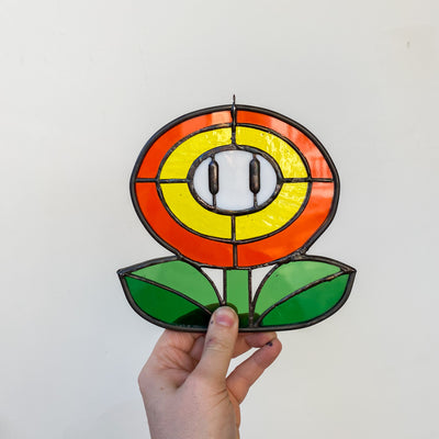 fire flower stained glass suncatcher