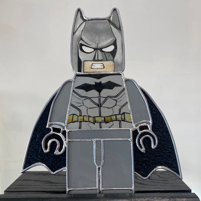 lego batman minifigure stained glass art