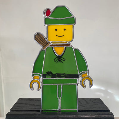 lego forestman minifigure stained glass art