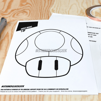 1 Up Mushroom Stained Glass Pattern