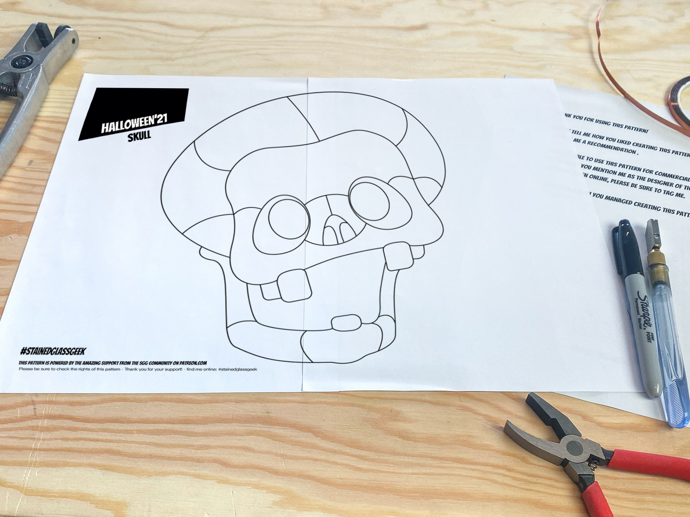 Halloween Skull (2021) Stained Glass Pattern