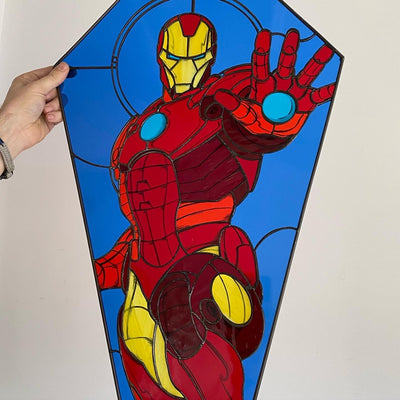 Heroes Never Die - Iron Man Inspired Stained Glass Art