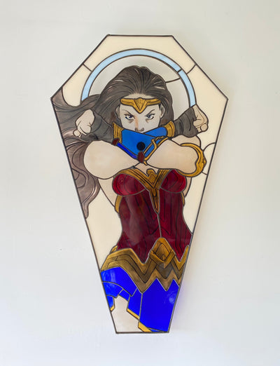 Heroes Never Die - Wonder Woman Inspired Stained Glass Art