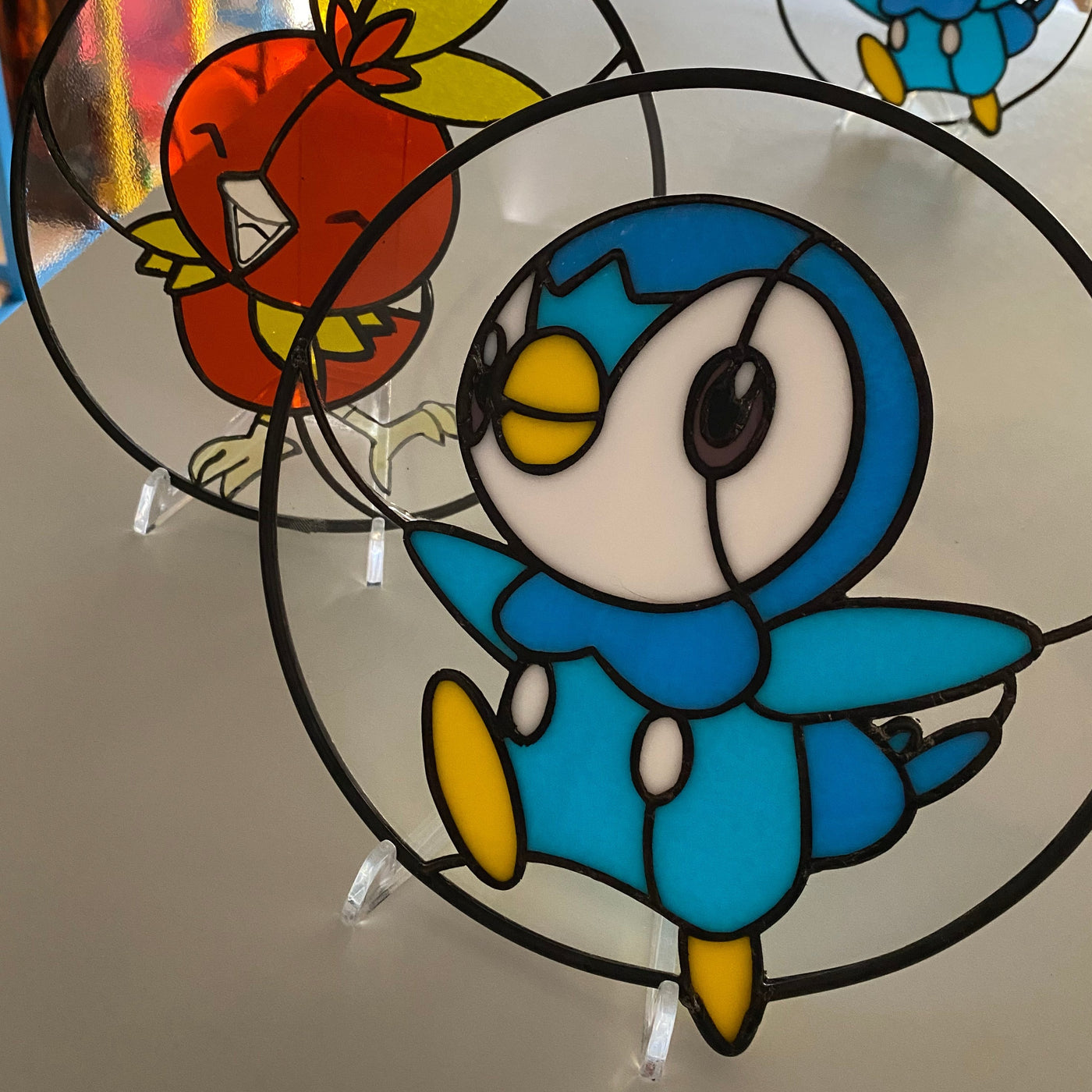 Pokémon Piplup Inspired Round Stained Glass Art_3