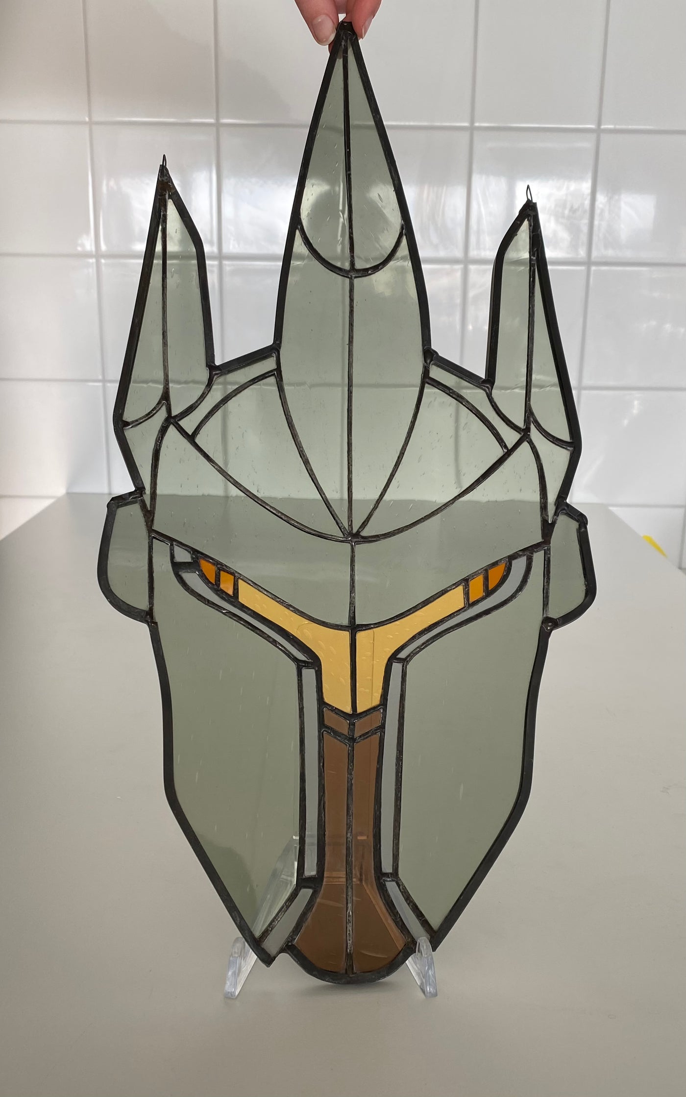 Reinhardt’s Helmet Inspired Stained Glass Art_2