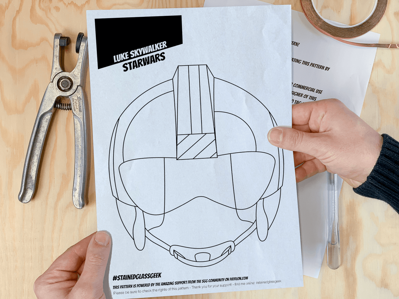 Luke Skywalker's Helmet Inspired Stained Glass Pattern