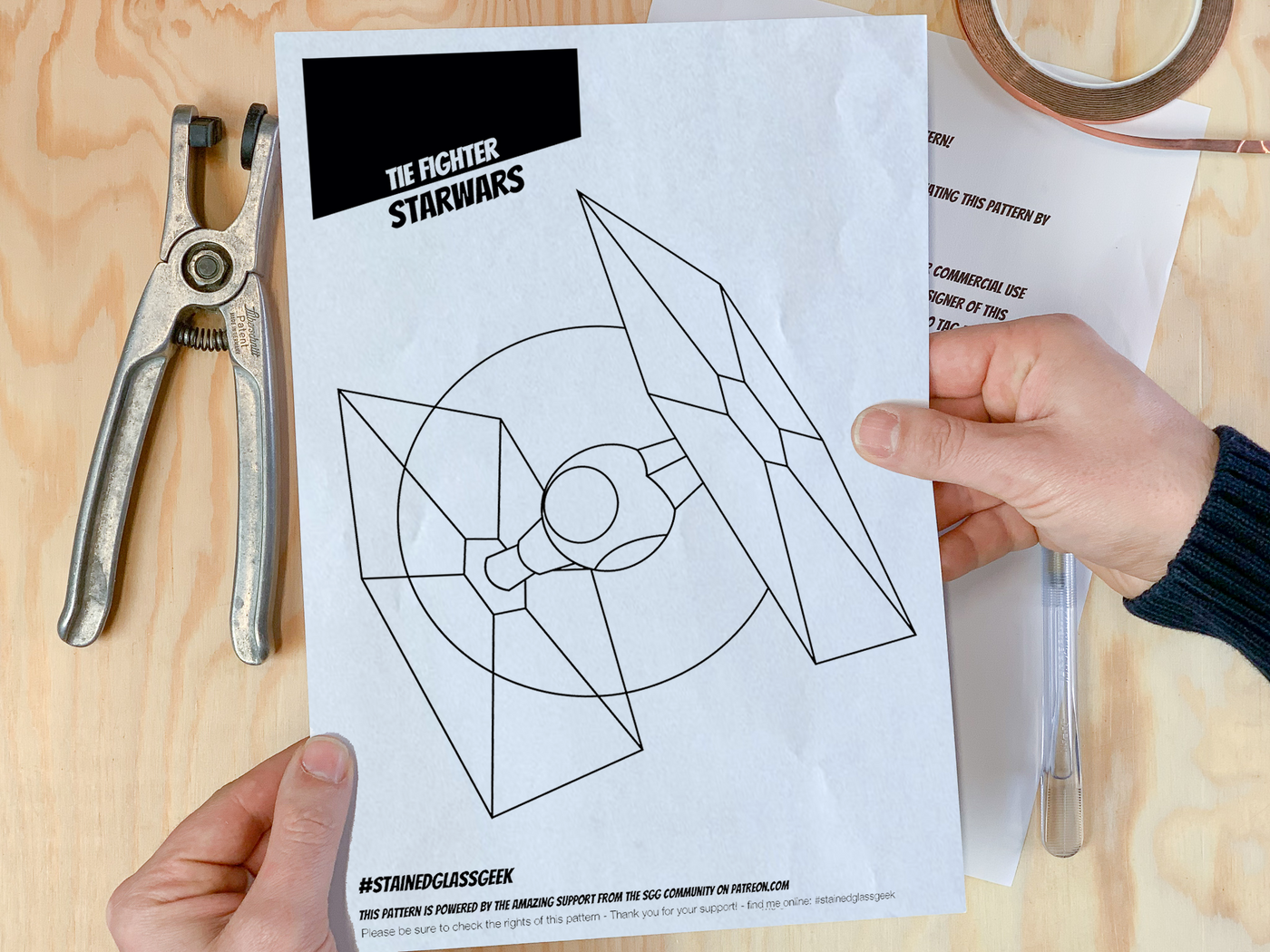 TIE Fighter Inspired Stained Glass Pattern