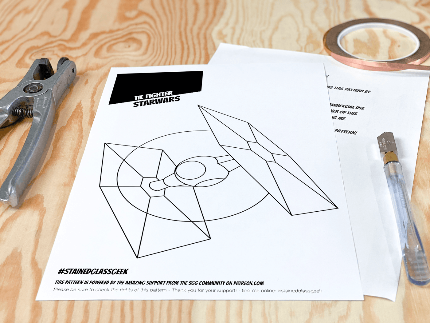 TIE Fighter Inspired Stained Glass Pattern