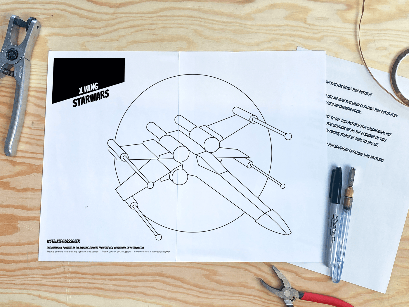 X-Wing Starfighter Inspired Stained Glass Pattern