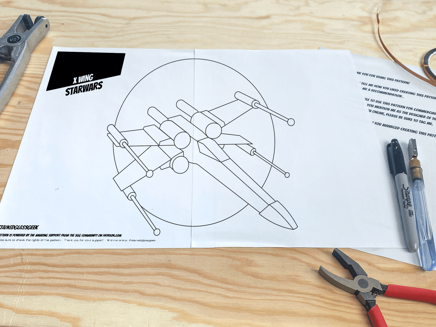X-Wing Starfighter Inspired Stained Glass Pattern