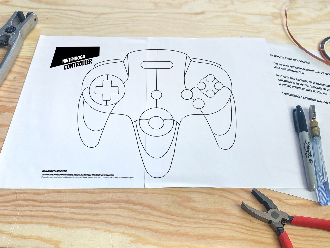 N64 Game Controller Inspired Stained Glass Pattern