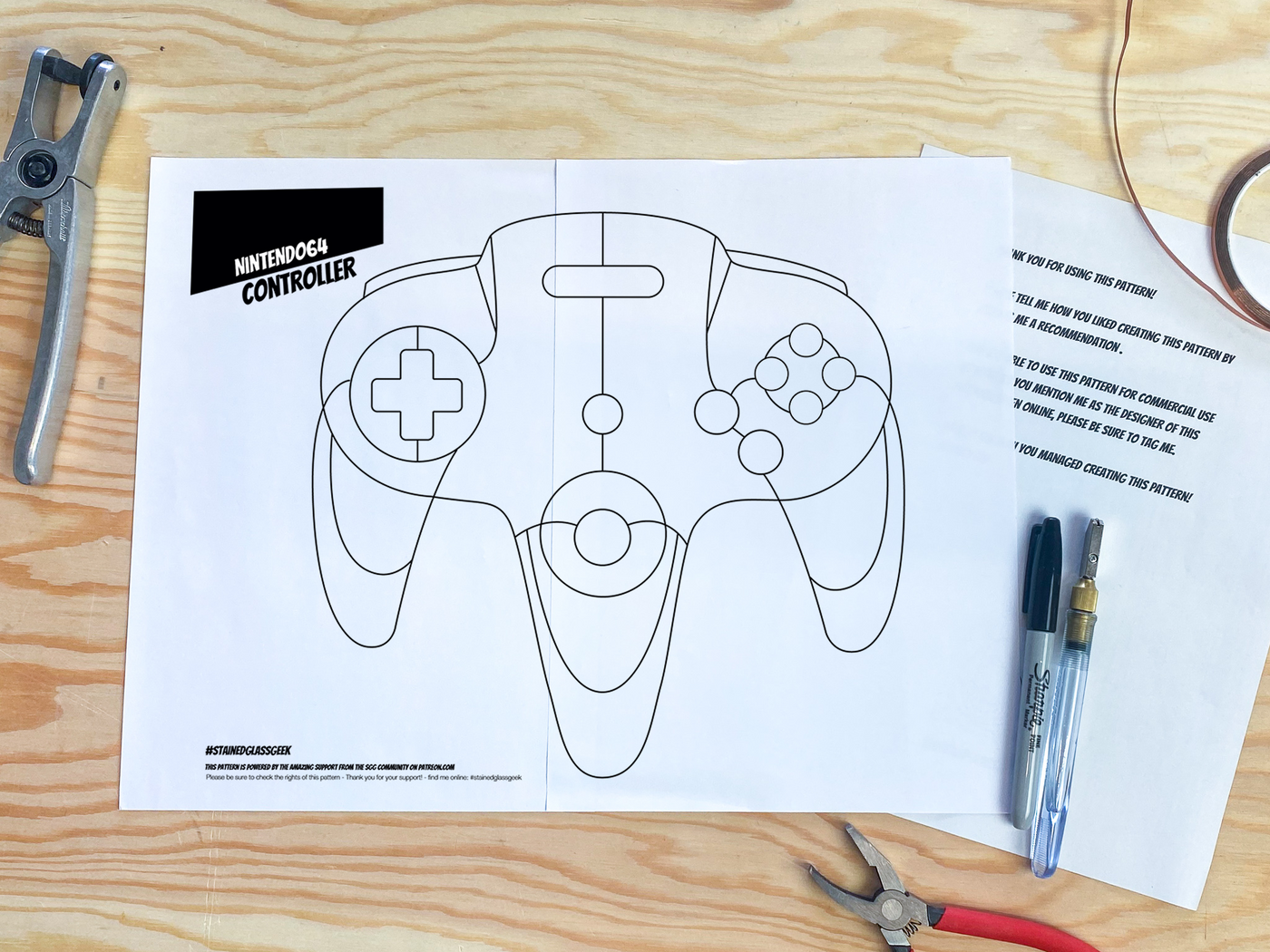 N64 Game Controller Inspired Stained Glass Pattern