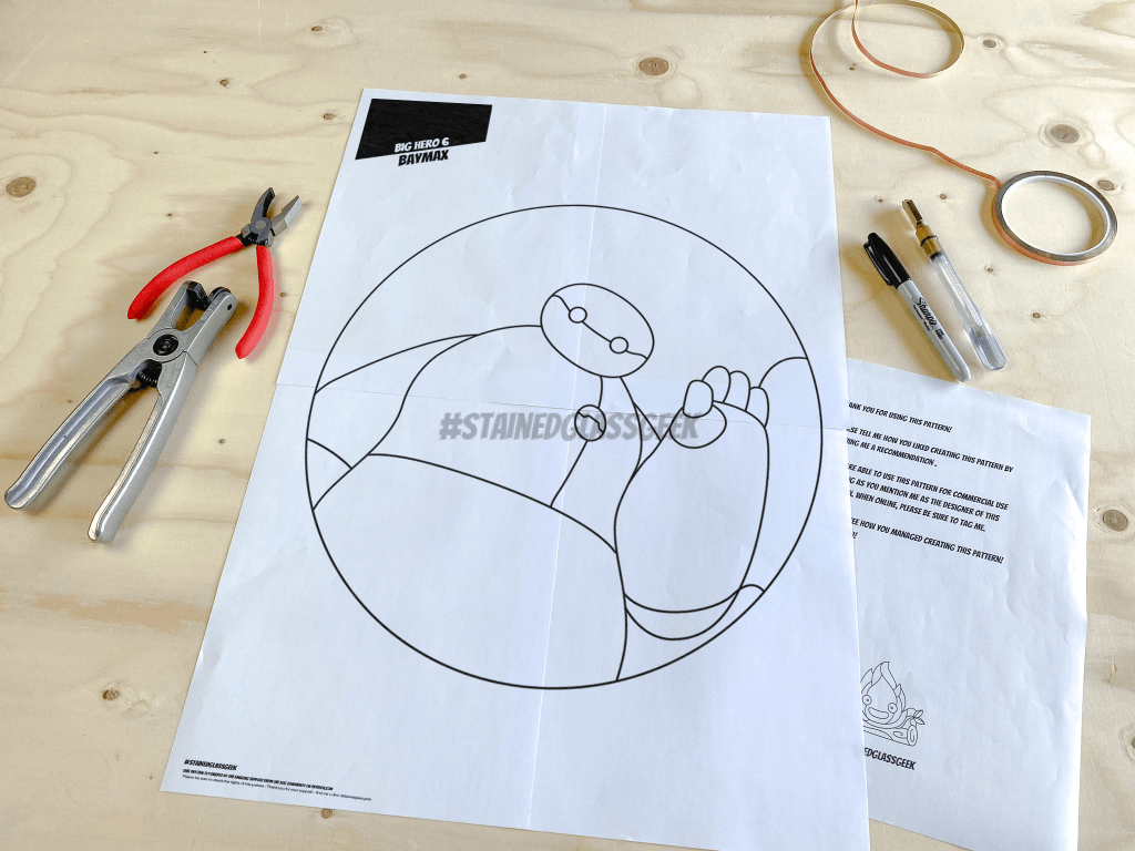 baymax round stained glass pattern