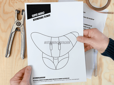 super mario boomerang flower stained glass pattern