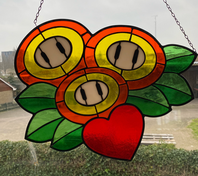 Bouquet of Fire Flowers Inspired Stained Glass Art_2