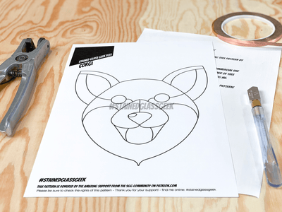 corgi head stained glass pattern