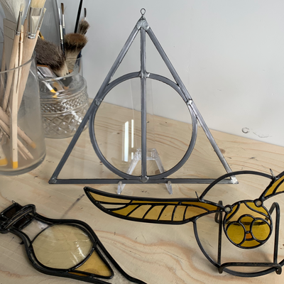 deathly hallows symbol stained glass art 2