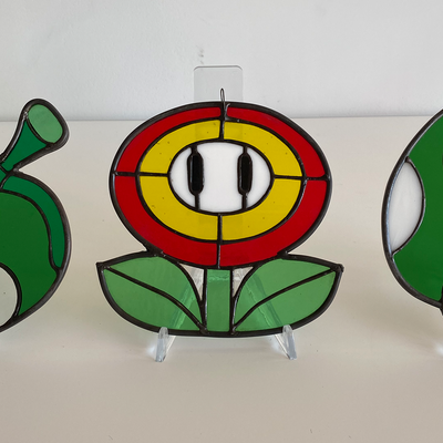 Super Mario Fire Flower Stained Glass Suncatcher 2
