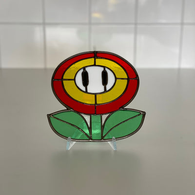 Super Mario Fire Flower Stained Glass Suncatcher 