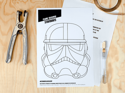 star wars flametrooper's helmet a4 stained glass pattern pdf