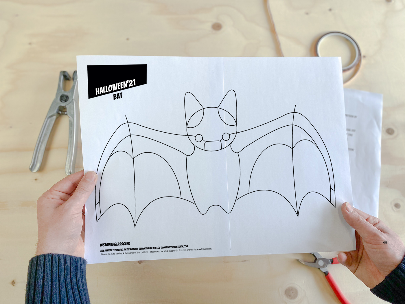 Halloween Bat Stained Glass Pattern - Digital Download halloween-bat-stained-glass-pattern-digital-download