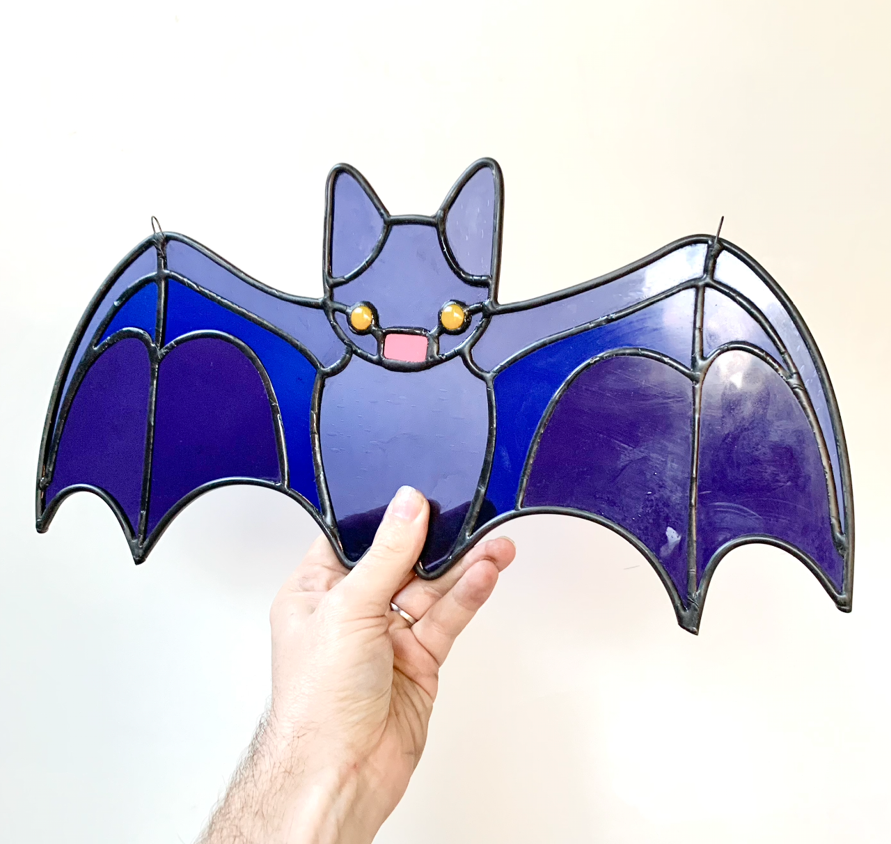 halloween bat stained glass suncatcher