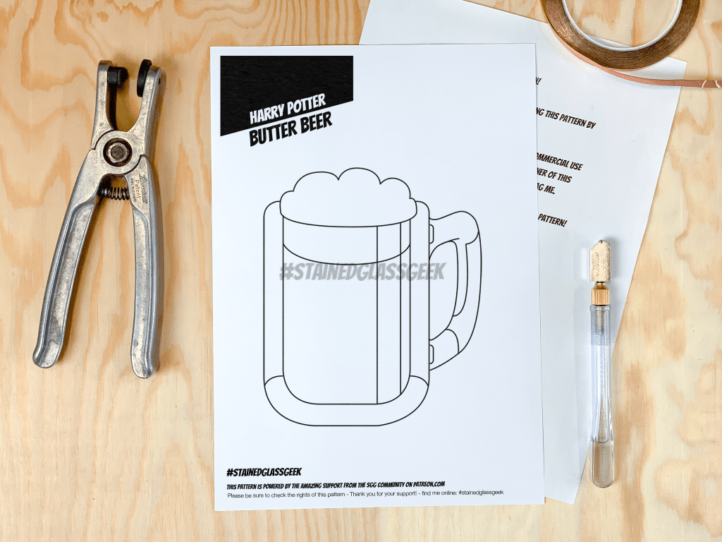 harry potter butterbeer a4 stained glass pattern pdf