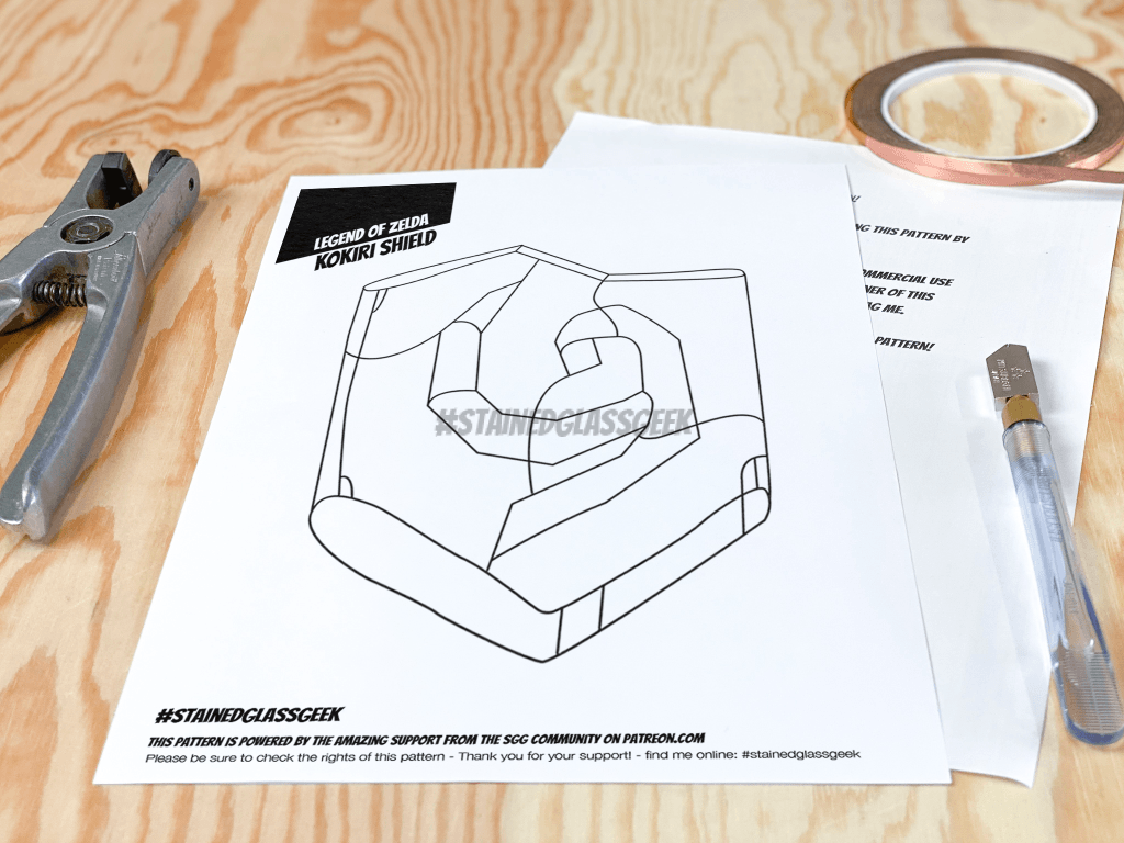 Deku Shield Inspired Stained Glass Pattern - Digital Download deku-shield-inspired-stained-glass-pattern-digital-download