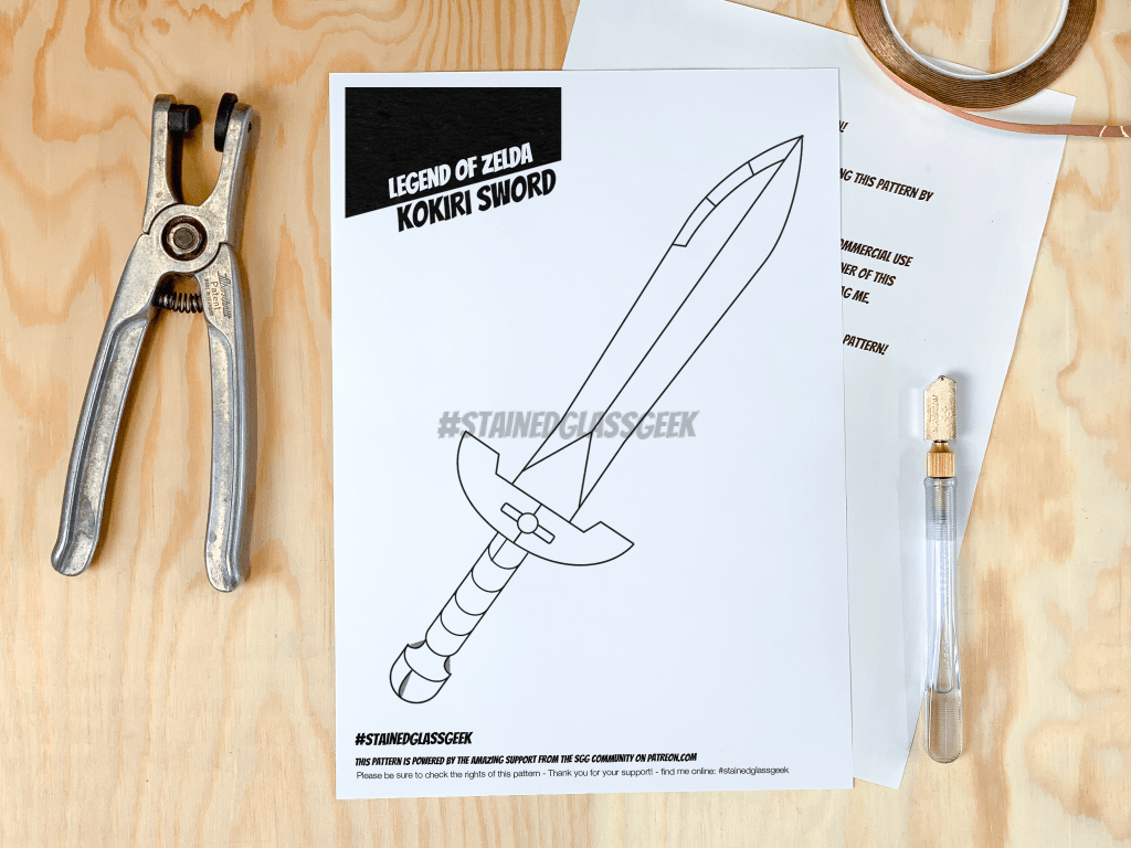 Kokiri Sword Inspired Stained Glass Pattern - Digital Download kokiri-sword-inspired-stained-glass-pattern-digital-download