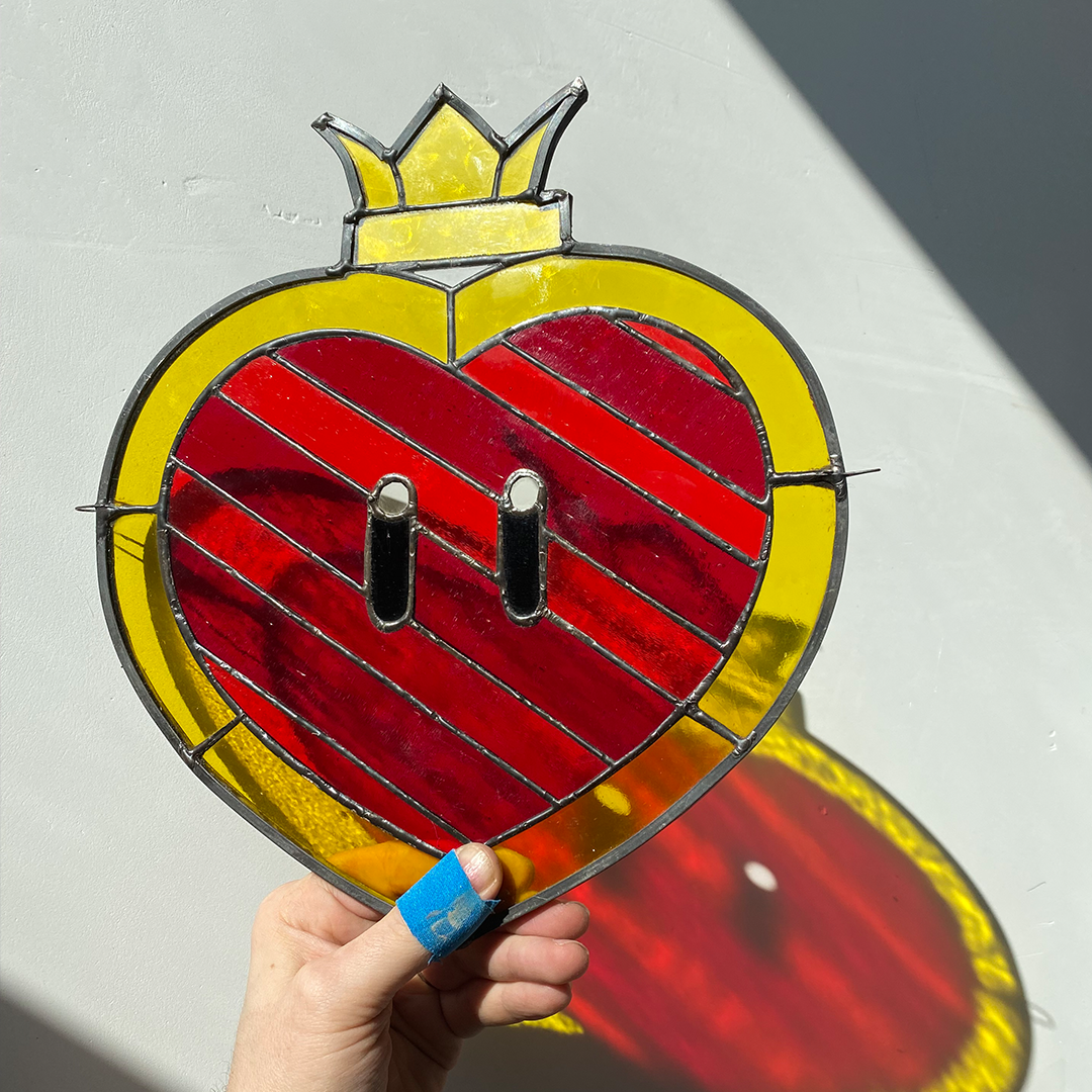 Super Mario Life-Up Heart Stained Glass Suncatcher 1