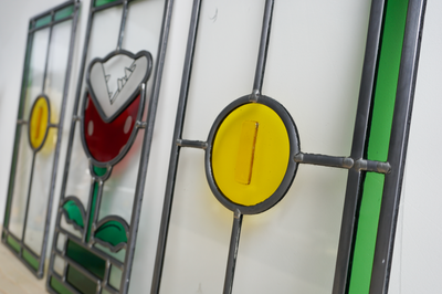 super mario piranha plant and coins stained glass panels