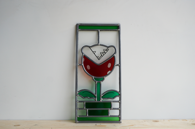 super mario piranha plant stained glass panel 