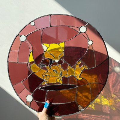 Pokémon Abra Round Stained Glass Suncatcher 1