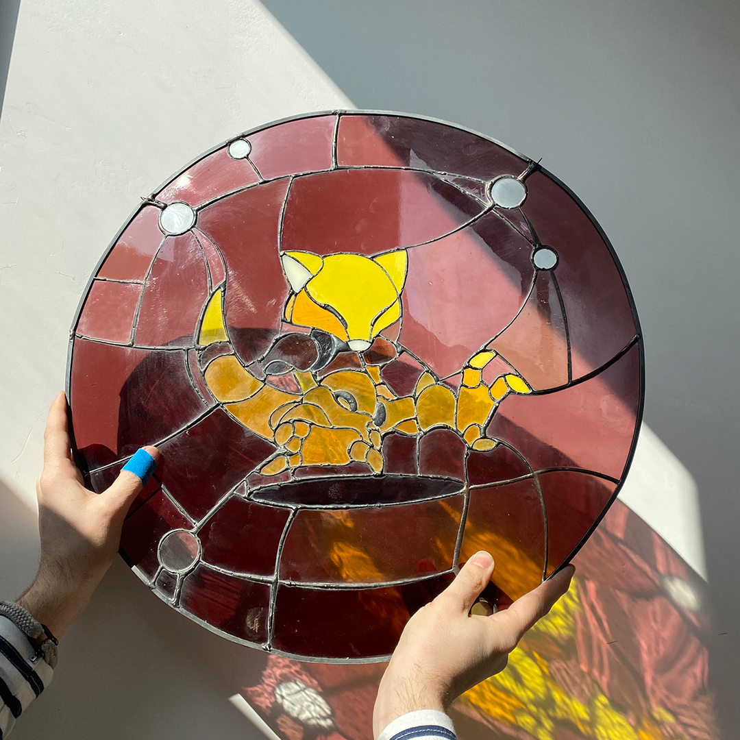 Pokémon Abra Round Stained Glass Suncatcher 2