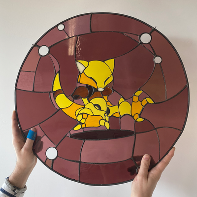 Pokémon Abra Round Stained Glass Suncatcher