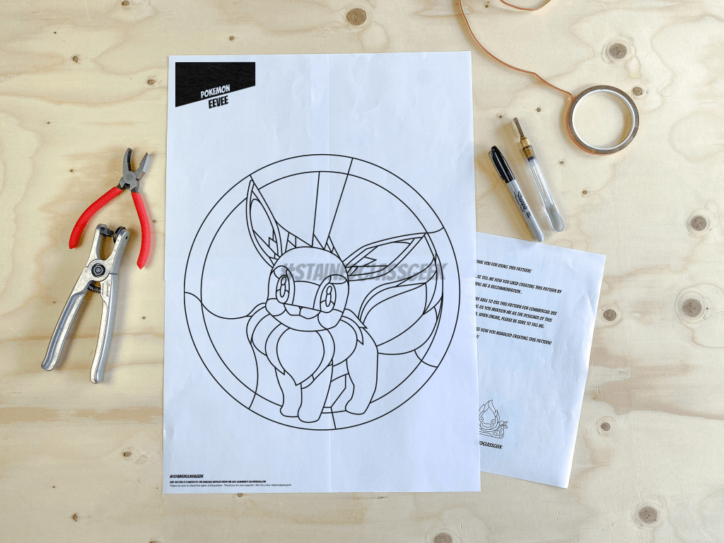 pokemon eevee round stained glass pattern 1