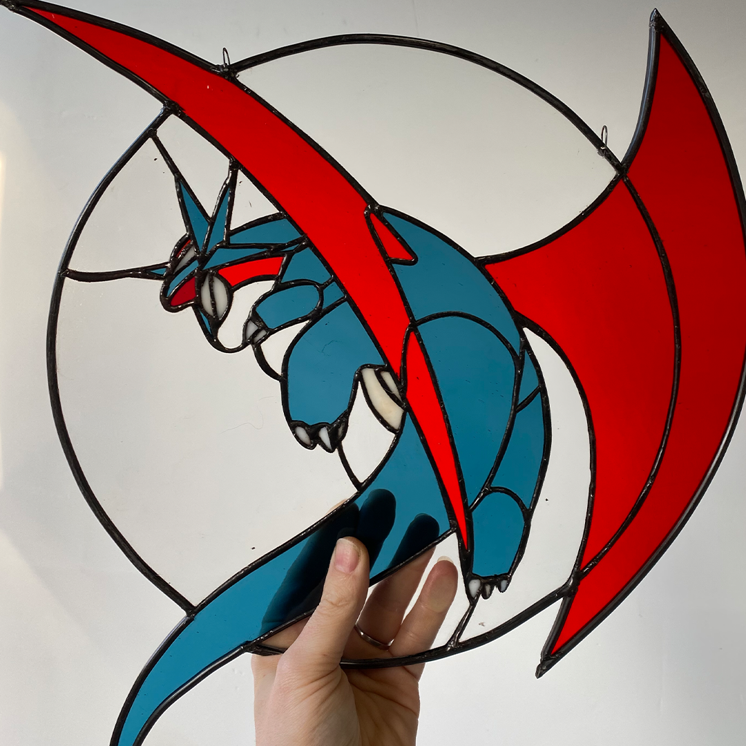 Pokémon Salamence Stained Glass Suncatcher