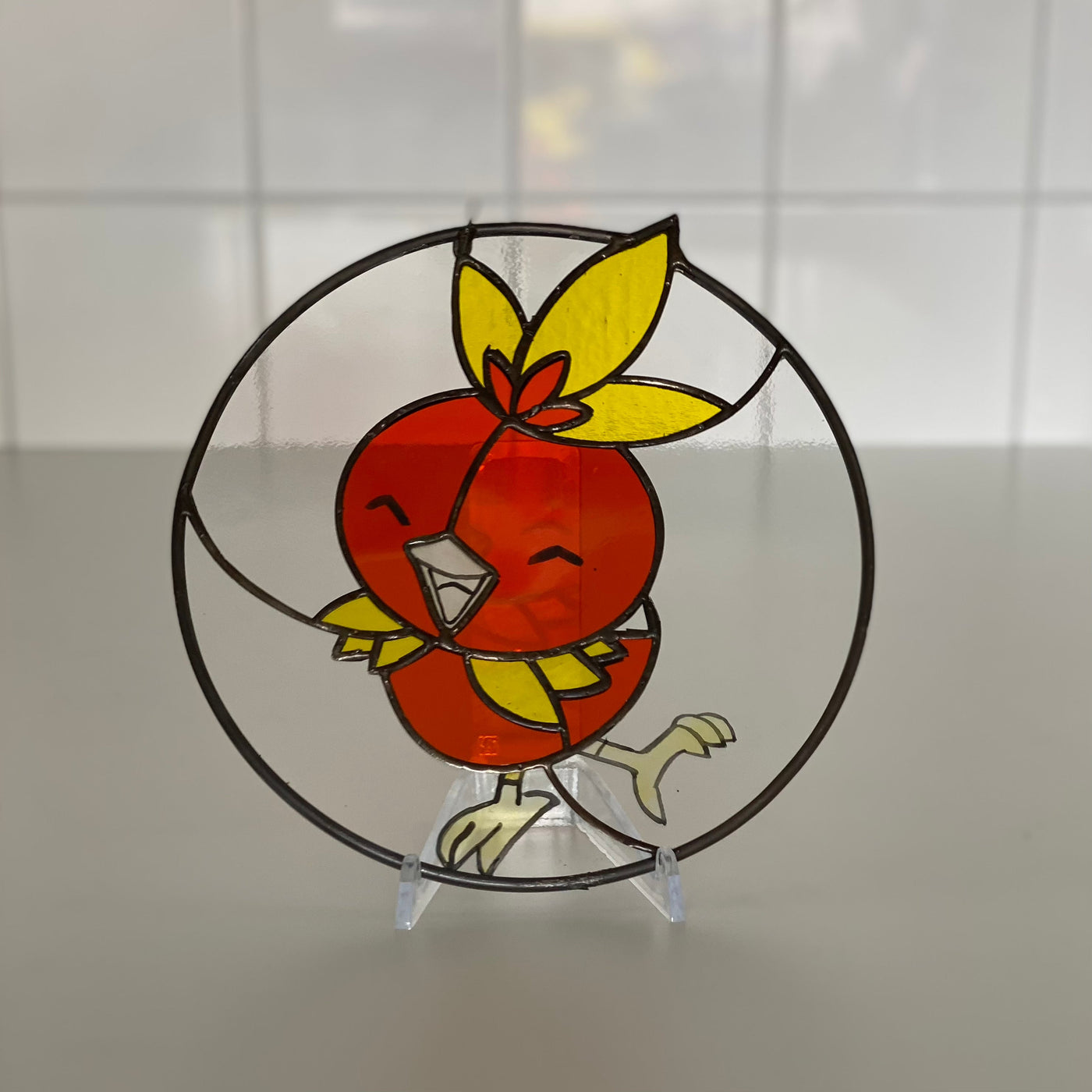 pokemon torchic round stained glass suncatcher 1