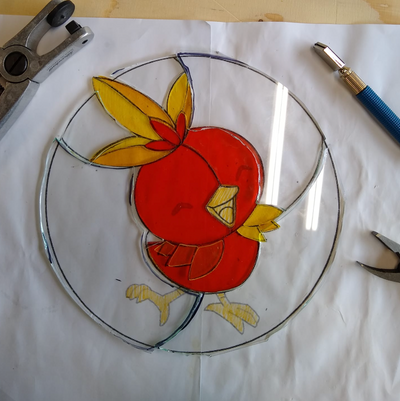 pokemon torchic round stained glass suncatcher 3