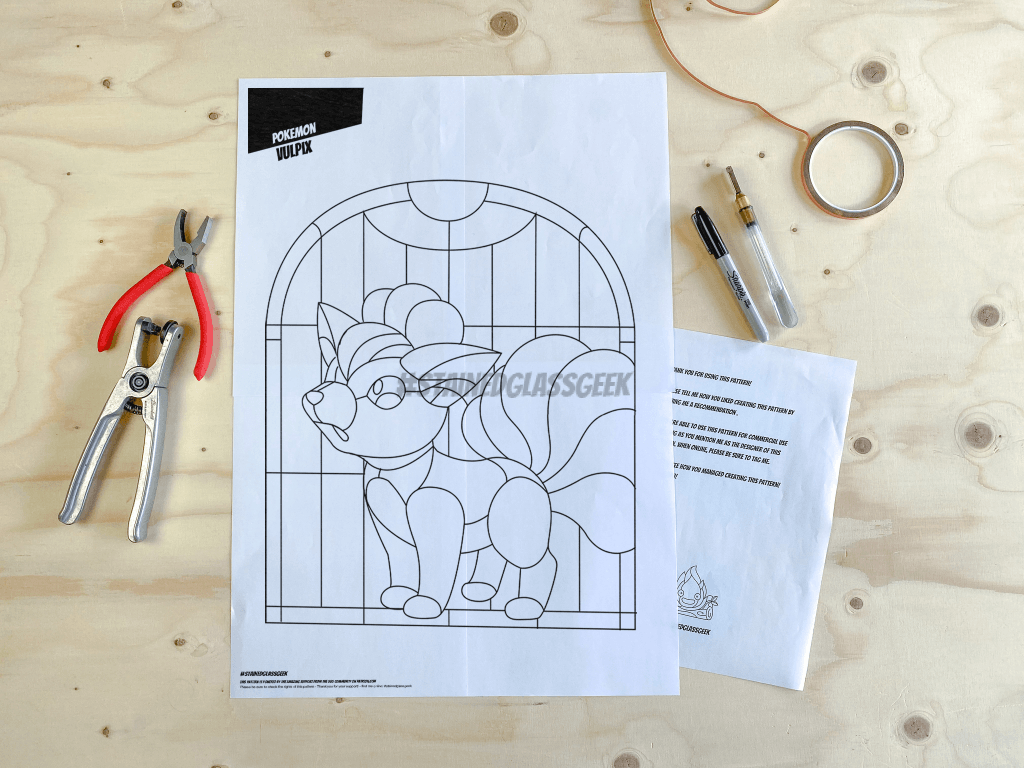 pokemonvulpix stained glass window pattern