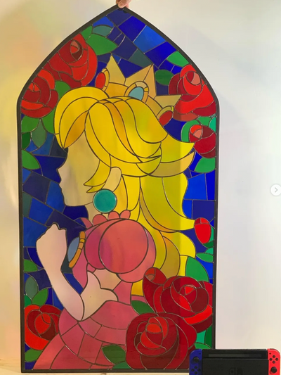 Super Mario Princess Peach Stained Glass Window 3