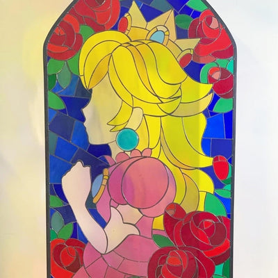 Super Mario Princess Peach Stained Glass Window